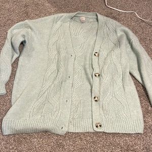 L light blue cardigan sweater